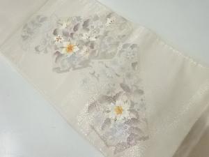 アンティーク　陶片に花唐草模様刺繍袋帯（材料）